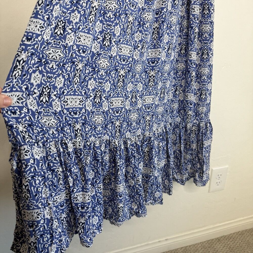 Chelsea & Theodore Small Blue Sleeveless Bohemian Ruffle Maxi Dress Cottagecore - Picture 8 of 13